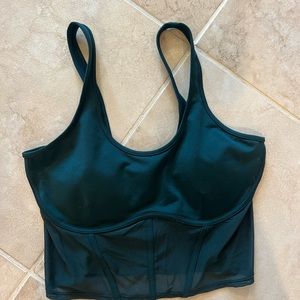 Alo Yoga Airbrush Mesh Corset Tank size large teal